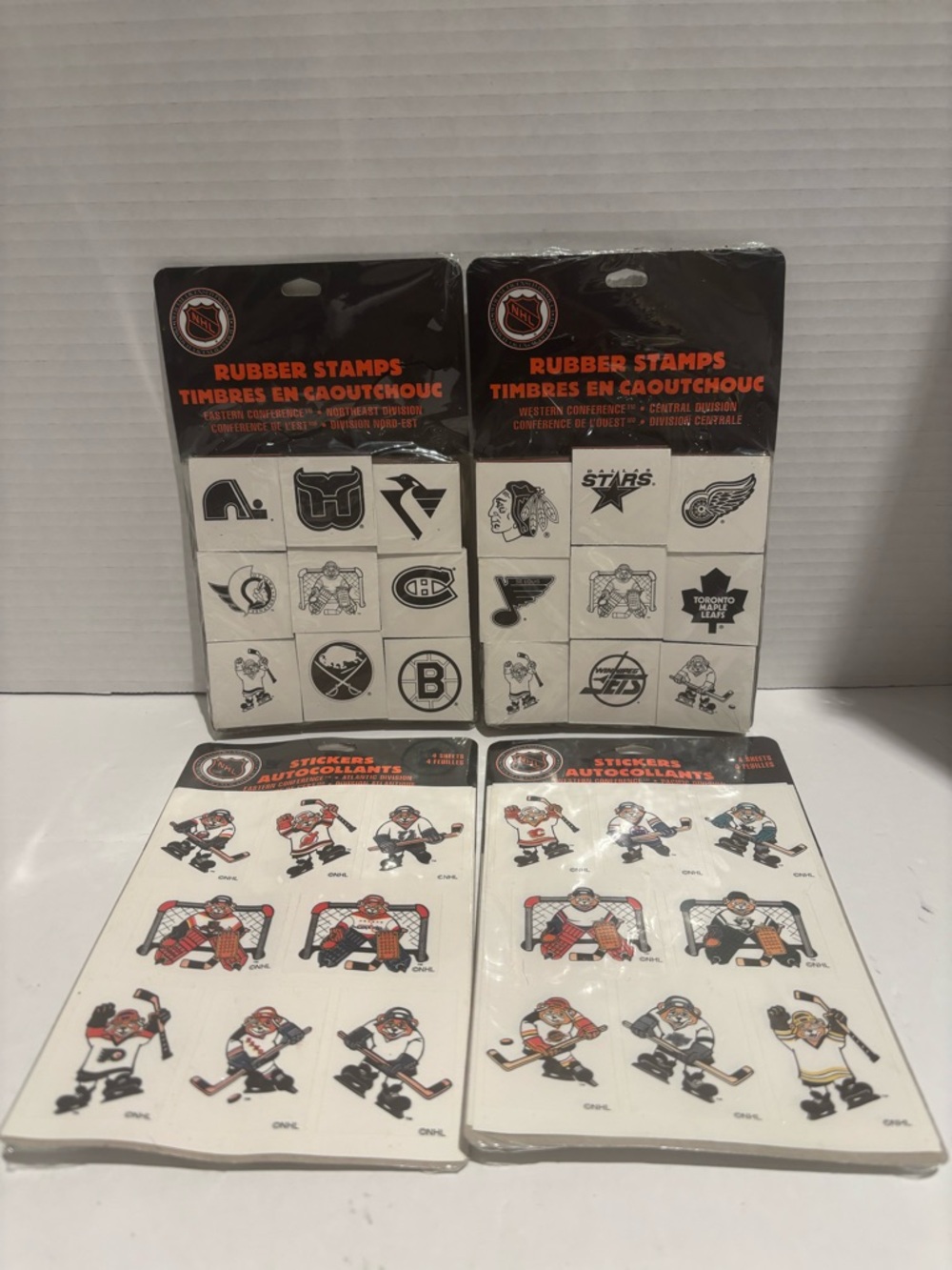 1980s NHL Team Logo Stamps & Stickers - Jets, Leafs, Blues, Wings, Bruins - NIP